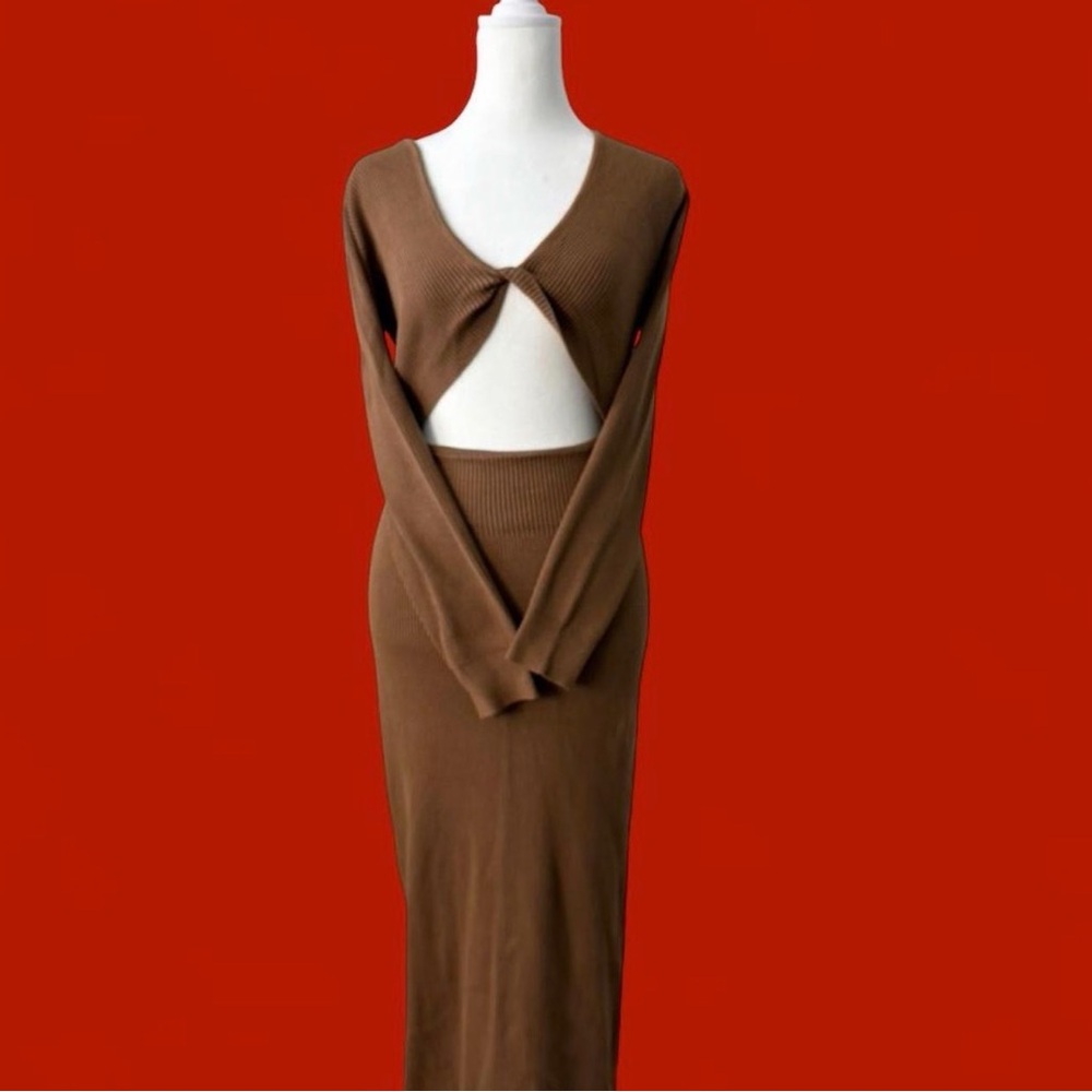 Source Unknown Chocolate Brown Maxi Dress